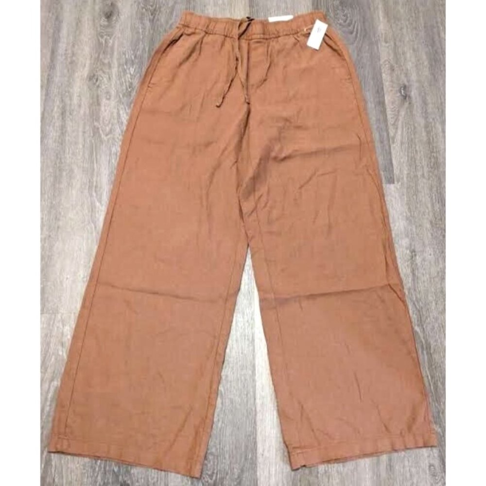 Brown/Rust NWT Old Navy Womens Linen Pants High Rise Wide Leg Size XS